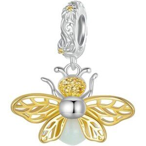 Luminous Bee 925 Sterling Silver Charms for Necklace Pendant Charms